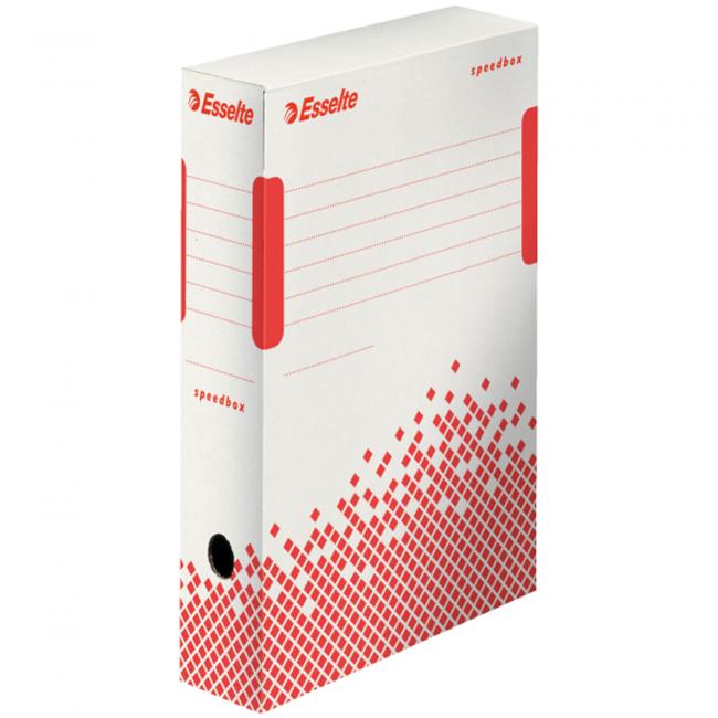[ES623985] Archivní box Esselte Speedbox 80mm bílý/červený