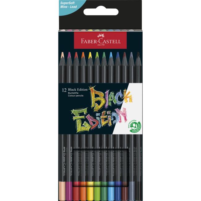 Barvičky Faber Castell Black Edition, 12 ks