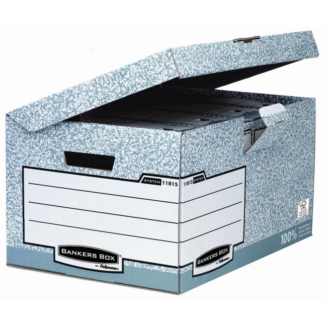 [FE018150] Archivní krabice se sklápěcím víkem Fellowes BANKERS BOX šedá/bílá 37,8x28x53,5 cm