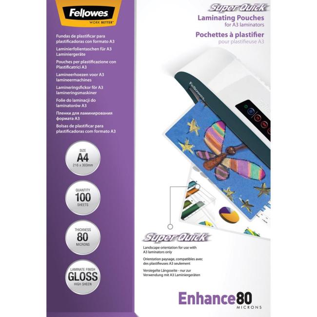 [FE544000] Laminovací fólie Fellowes 216x303 A4 80mic Superquick