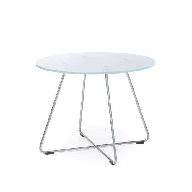 [FL000102] Konferenční stolek SV 40 60 cm, v. 45 cm, tvrzené mléčné sklo, kovová podnož chrom