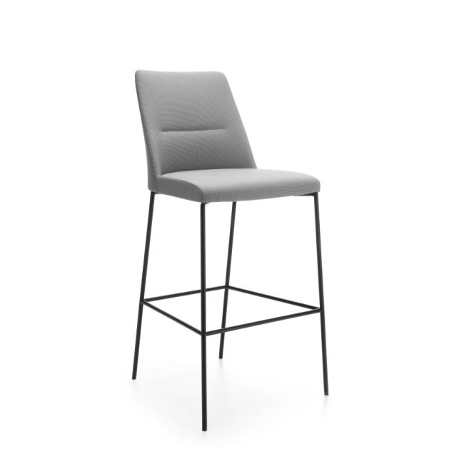 Barová židle Chic, výška sedu 79 cm, rám černý, látka Next NX-12 šedá