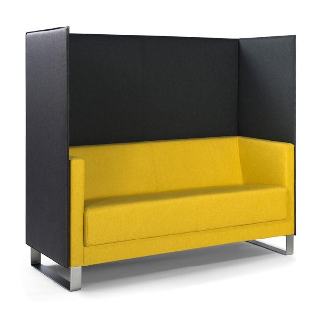 [FL001005] Dvojkřeslo Vancouver Lite, lyžinové nohy chrom, látka Next NX-1 žlutá, paravan látka NX-16 černá