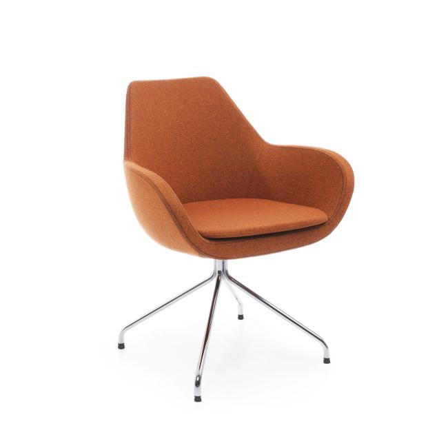 Křeslo Fan, otočné na kluzácích, podnož chrom, látka Alba 3005