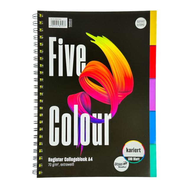 [FW608555] Blok College Format Werk Ursus A4 100 listů čtverečkovaný barevný rejstřík