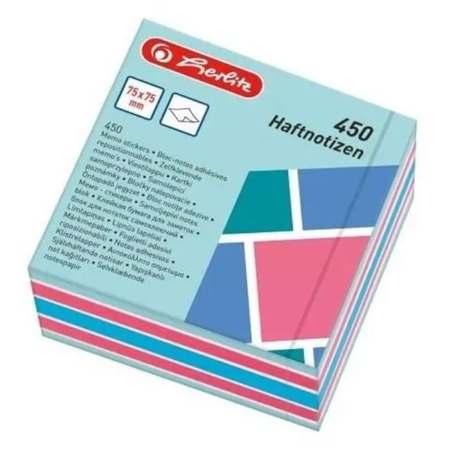[HL016006] Poznámkový bloček Herlitz Color Blocking 75x75mm 450 listů barevný