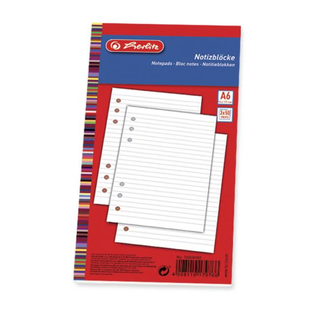 [HL056058] Náplň do bloku TP Herlitz A6 150 listů s linkami (3 x 50)