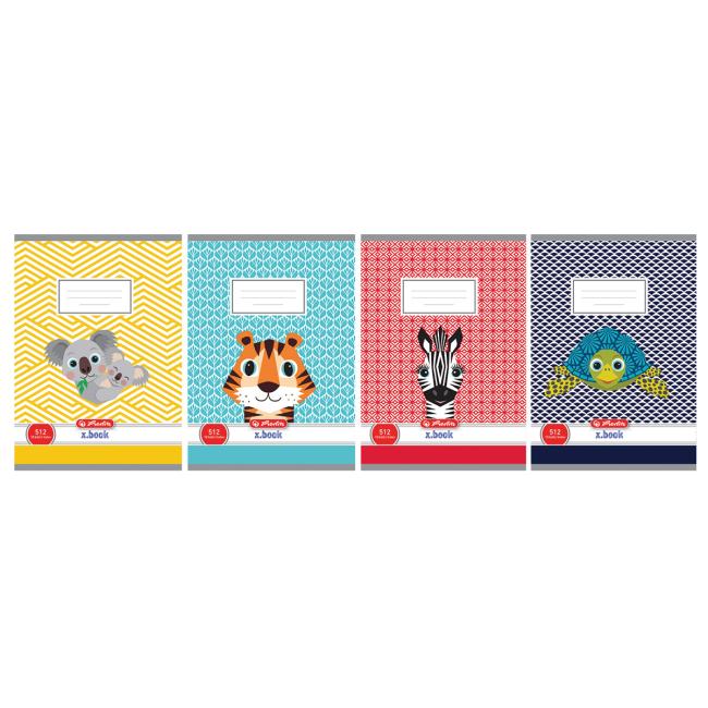 [HL078328] Sešit Herlitz 512, A5, linkovaný, 70g/m2, mix motivů Cute Animals