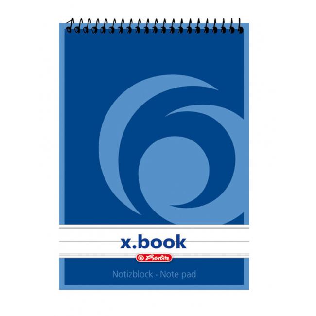 [HL110619] Blok poznámkový Herlitz s horní spirálou A6 50 listů linkovaný