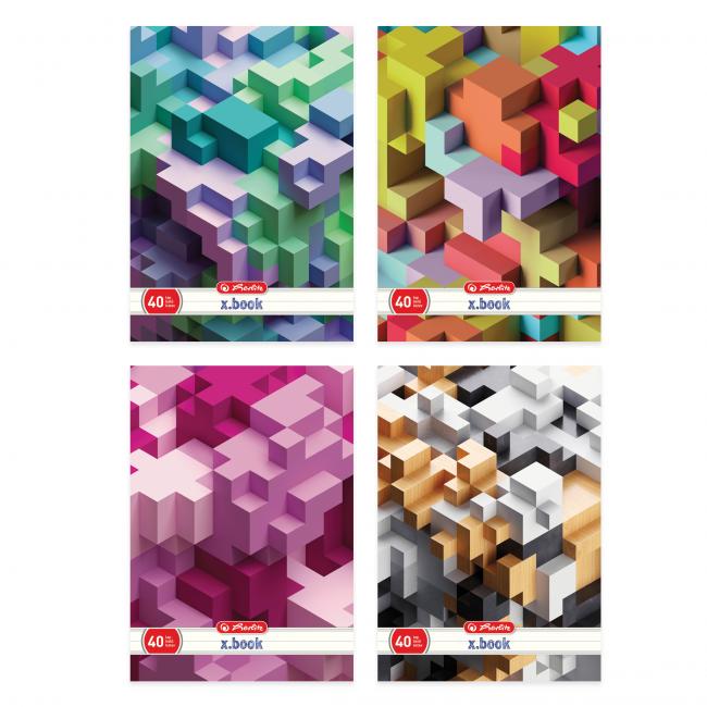 Sešit Herlitz A4, 40 listů, linkovaný, s parciálním lakem, motiv Tetris