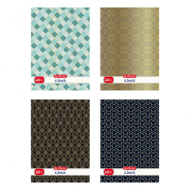 Sešit Herlitz A4, 40 listů, linkovaný, s parciálním lakem, 3D UV Art deco, mix motivů