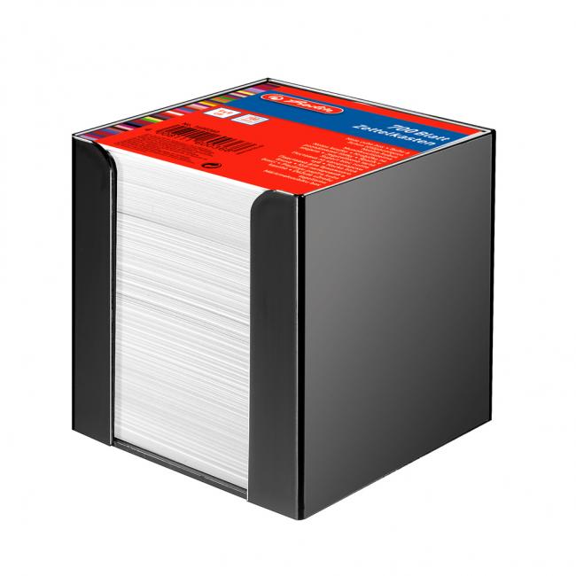 [HL600360] Poznámkový bloček kostka nelepená Herlitz 90x90x90mm bílá v černé krabičce