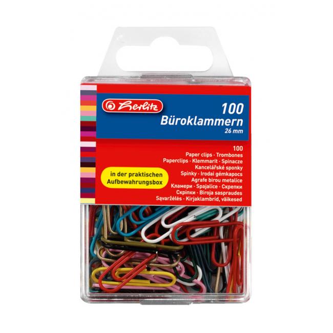[HL760811] Spisové spony Herlitz 26mm 100ks barevné
