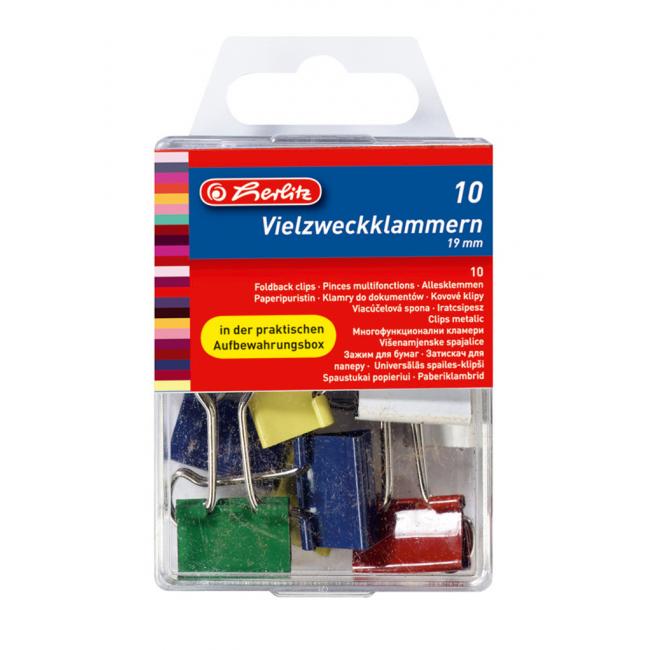 [HL770257] Klipy na dokumenty Herlitz 19mm barevné 10ks