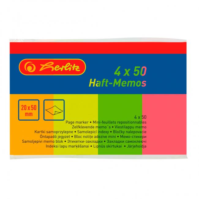 Záložky Herlitz papírové 20x50mm 50 ks 4 barvy