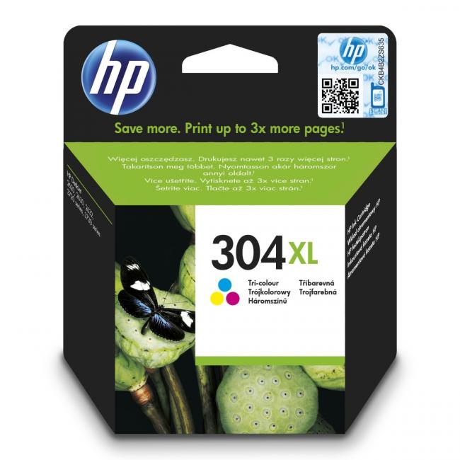 Inkoustová náplň HP N9K07AE HP 304XL color XL (300 str.) pro DeskJet 2620/2630/3750/3760/3762
