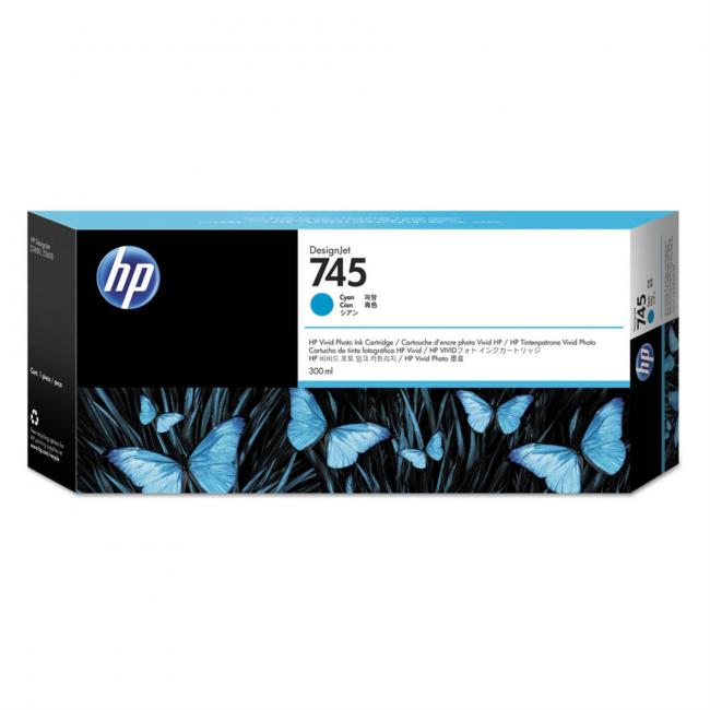Inkoustová náplň HP F9K03A HP 745 cyan (300 ml) pro DesignJet Z2600 PostScript/Z5600 PostScript