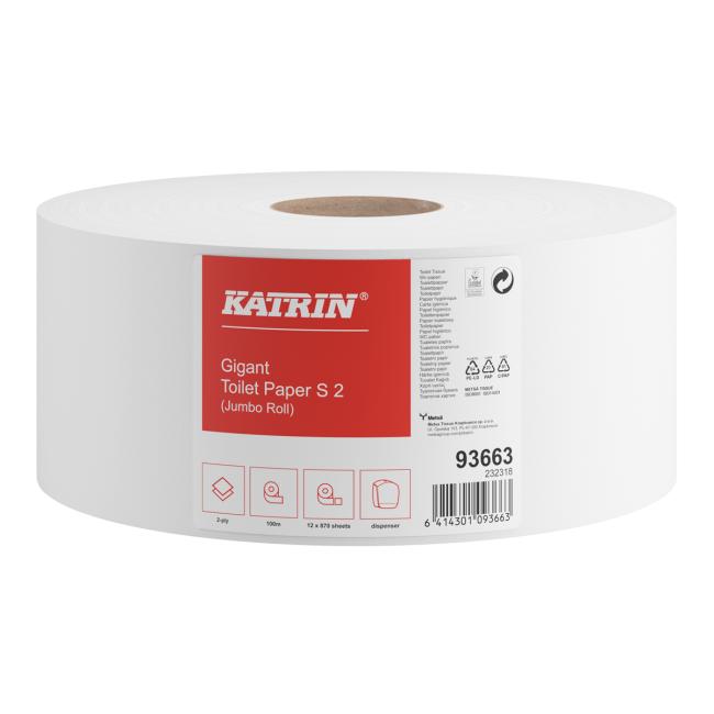 [HY002411] Toaletní papír 2-vrstvý KATRIN Plus Gigant Toilet S2 18 cm, celulóza, návin 100 m