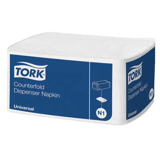 [HY010935] Papírové ubrousky 1-vrstv. TORK Counterfold bílé N1, 30x33cm, 300 ks