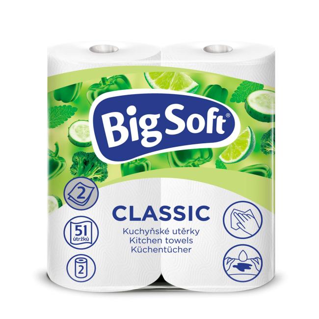 [HY017669] Kuchyňské utěrky 2-vrstvé Big Soft Classic 2ks, 10,5m