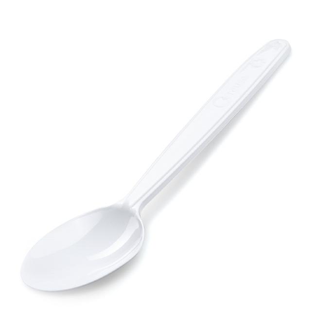 Kávové lžičky plastové znovu použitelné bílé 13 cm (50 ks)