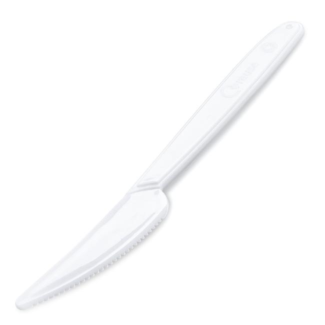 Nože plastové znovu použitelné bílé 18,5 cm (50 ks)