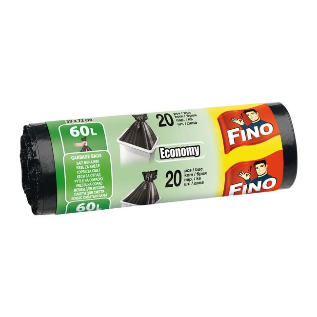 [HY022273] Pytle zavazovací FINO Economy 60 ℓ, 13 mic., 59 x 72 cm, černé (20 ks)