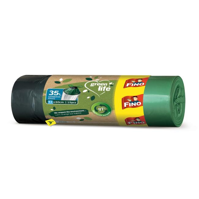 [HY030957] Pytle zatahovací FINO Green Life Easy 35ℓ, 22 mic., 53 x 60 cm (15 ks)