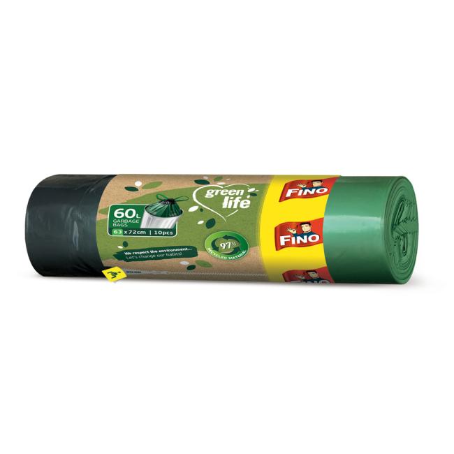 Pytle zatahovací FINO Green Life Easy 60ℓ, 27 mic., 63 x 72 cm (10 ks)