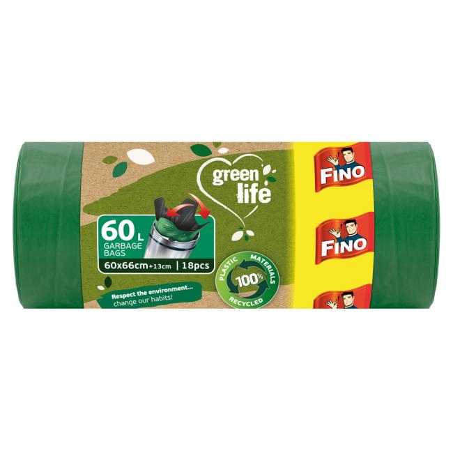 Pytle zavazovací FINO Green Life Easy 60ℓ, 27 mic., 60 x 66 cm (18 ks)