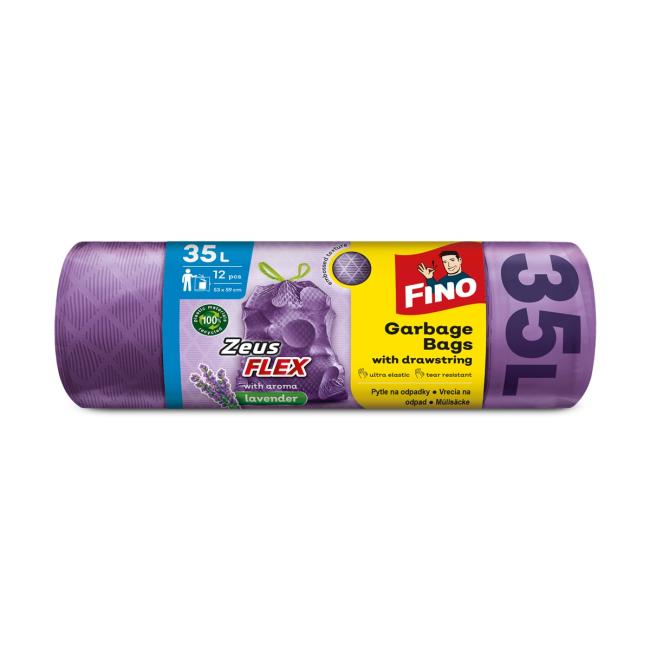 [HY050041] Pytle zatahovací FINO Zeus FLEX AROMATIC 35ℓ, 28 mic. 53 x 59 cm, fialové (12 ks)