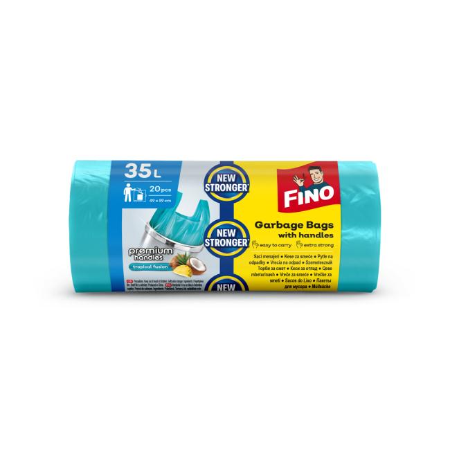[HY058732] Pytle zavazovací s ušima FINO Premium aromatic 35ℓ, 10 mic., 49 x 60 cm, zelené (20 ks)