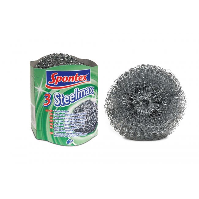 [HY072002] Drátěnka na nádobí kovová Spontex 3 Steelmax 3 kusy