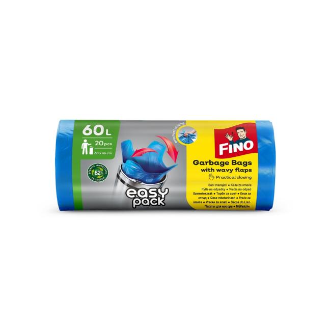 Pytle zavazovací FINO Easy pack 60ℓ, 18 mic., 60 x 66 cm, modré (20 ks)