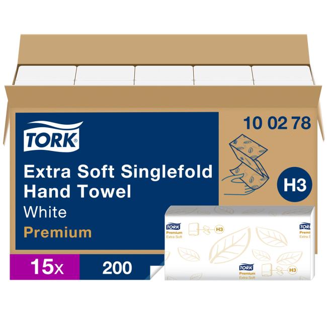 [HY100278] Papírové utěrky extra jemné ZZ/C 2-vrstv. TORK Singlefold bílé H3 (15bal.)