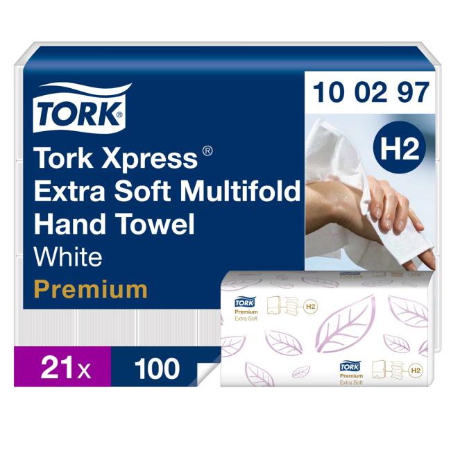 [HY100297] Papírové utěrky skládané ZZ 2-vrstv. TORK Xpress Multifold extra jemné H2 (21 bal.)