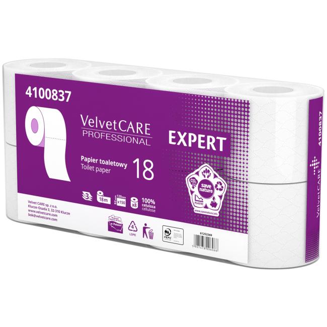 Toaletní papír 3-vrstvý VELVET CARE Expert 100% celulóza 18m (8ks)