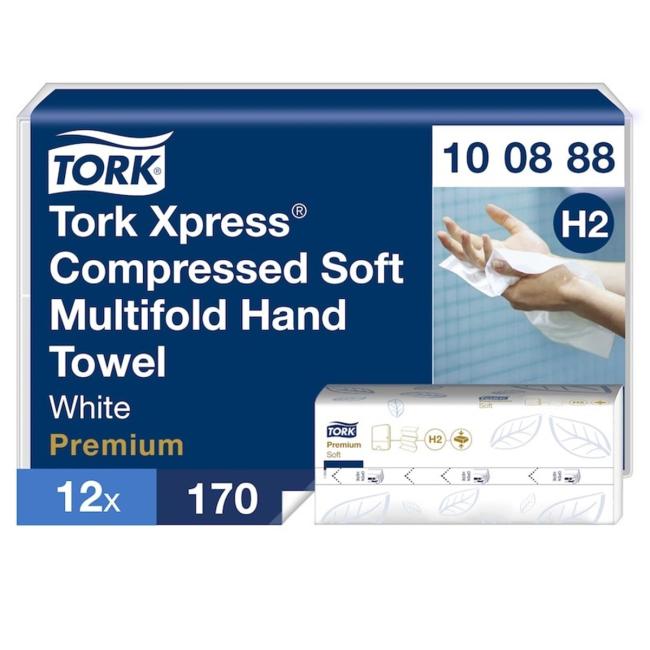 [HY100888] Papírové utěrky skládané ZZ 2-vrstv. TORK Xpress Multifold stlačené jemné H2 (12 bal. x 170)