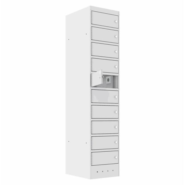 [AA000123] Skříň s napájením na 10 notebooků, uzamykatelná, v.180 x š.40 x h.50 cm, šedá RAL 7035