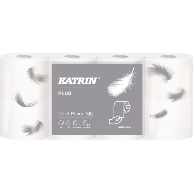 Toaletní papír 2-vrstvý Katrin Plus 160, návin 18 m (8 ks)