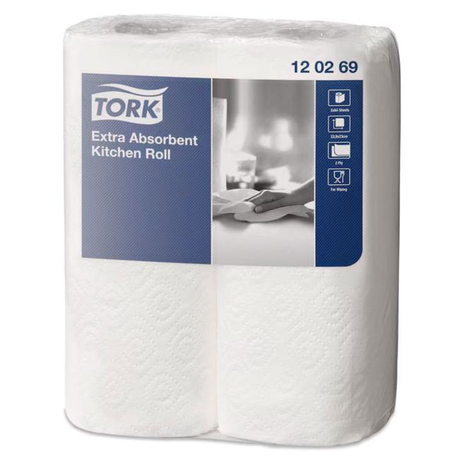 [HY120269] Kuchyňské utěrky 2-vrst. v roli TORK Premium bílé, návin 15,4 m (2 ks)