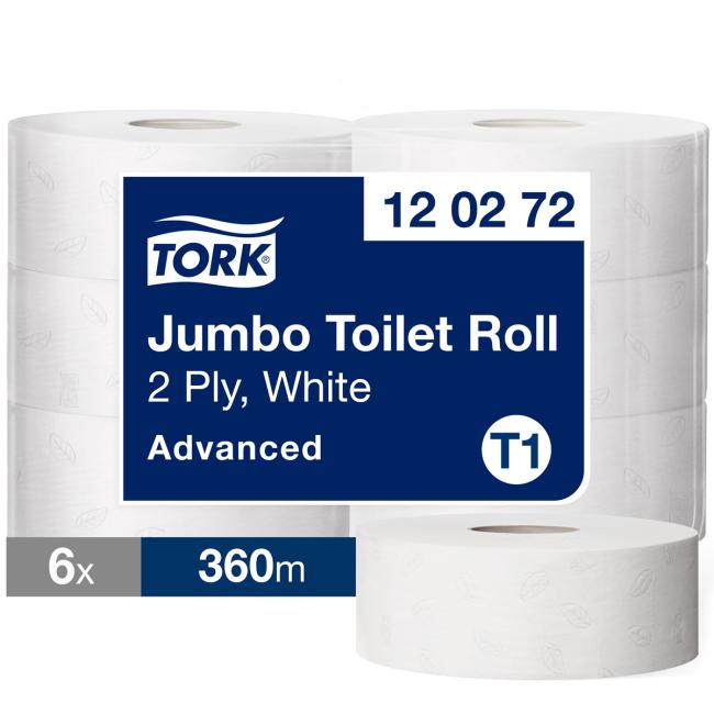 [HY120272] Toaletní papír 2-vrstv. TORK Jumbo 26 cm, návin 360 m, bílý T1 (6 ks)