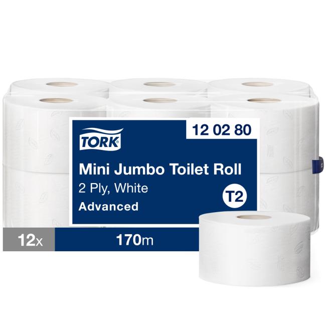 Toaletní papír 2-vrstv. TORK Mini Jumbo 19 cm, návin 170 m, bílý T2 (12 ks)
