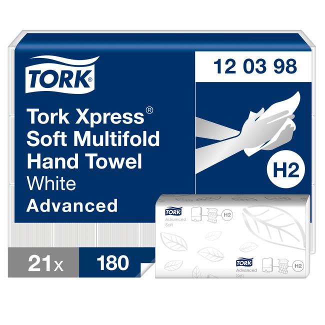 Papírové utěrky skládané ZZ 2-vrstv. TORK Xpress Multifold splachovací H2 (21 bal.)