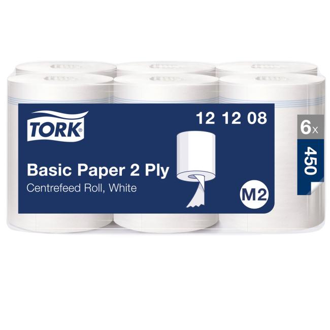 [HY121208] Papírové utěrky v roli se střed. odvíjením 2-vrstv. TORK M2, návin 121,5 m (6 ks)
