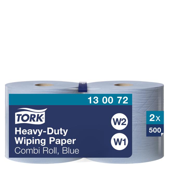 Průmyslové utěrky v roli 2-vrstv. TORK Heavy Duty modré W1/W2, návin 170 m (2 ks)