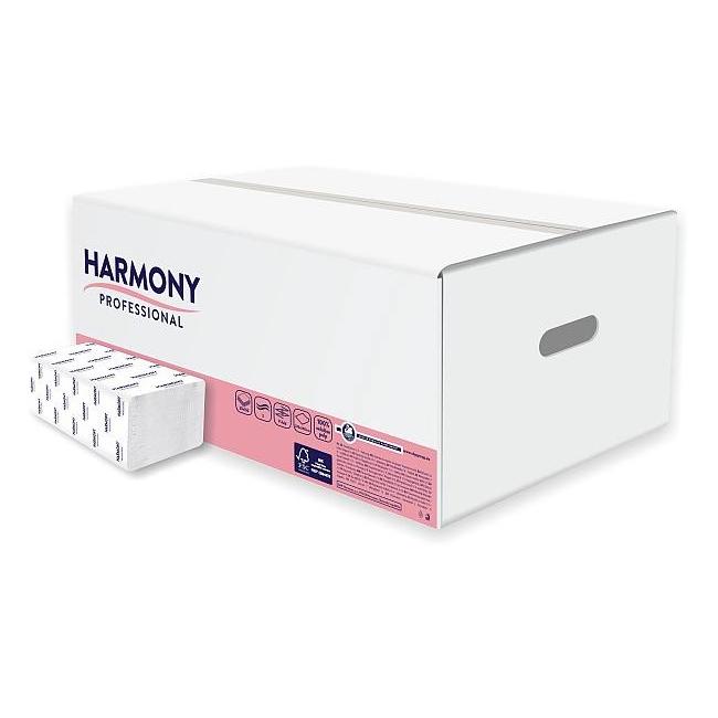 [HY134416] Papírové utěrky Harmony skládané V-fold 2-vrstvé, celulóza, bílé (20bal.)