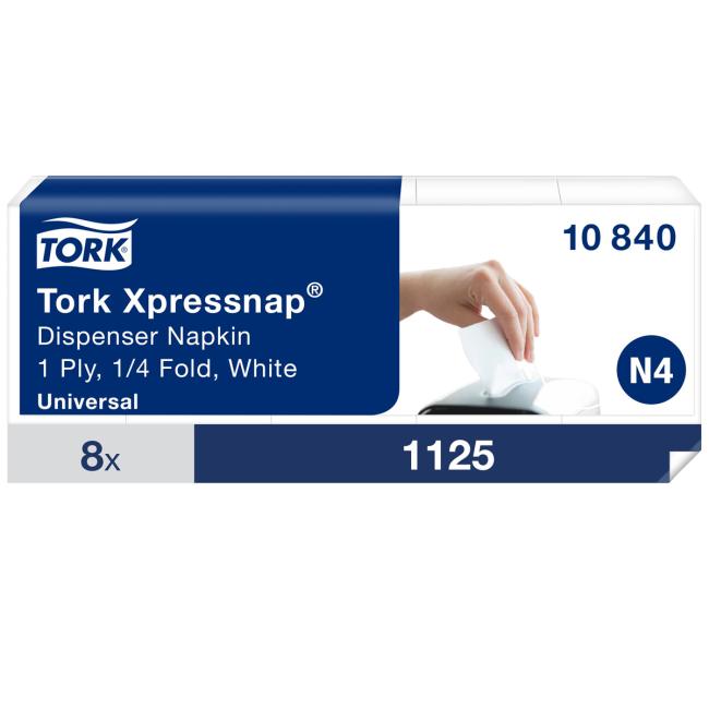 [HY178401] Papírové ubrousky 1-vrstv. TORK Xpressnap Snack. bílé N4 (8x1125ks)