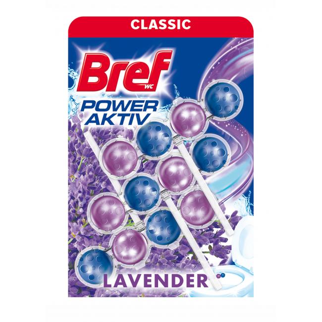 [HY179441] Bref Power Aktiv WC závěsný blok tuhý 3 x 50 g Levandule