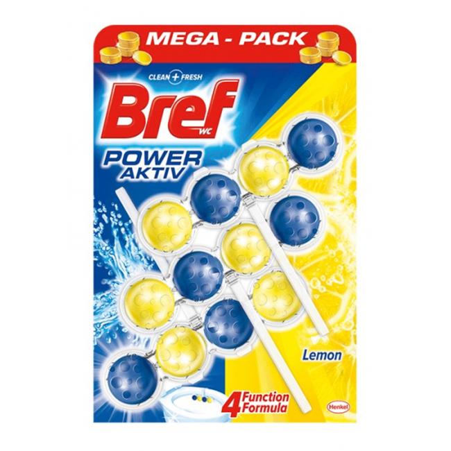 [HY179442] Bref Power Aktiv WC závěsný blok tuhý 3 x 50 g Citron